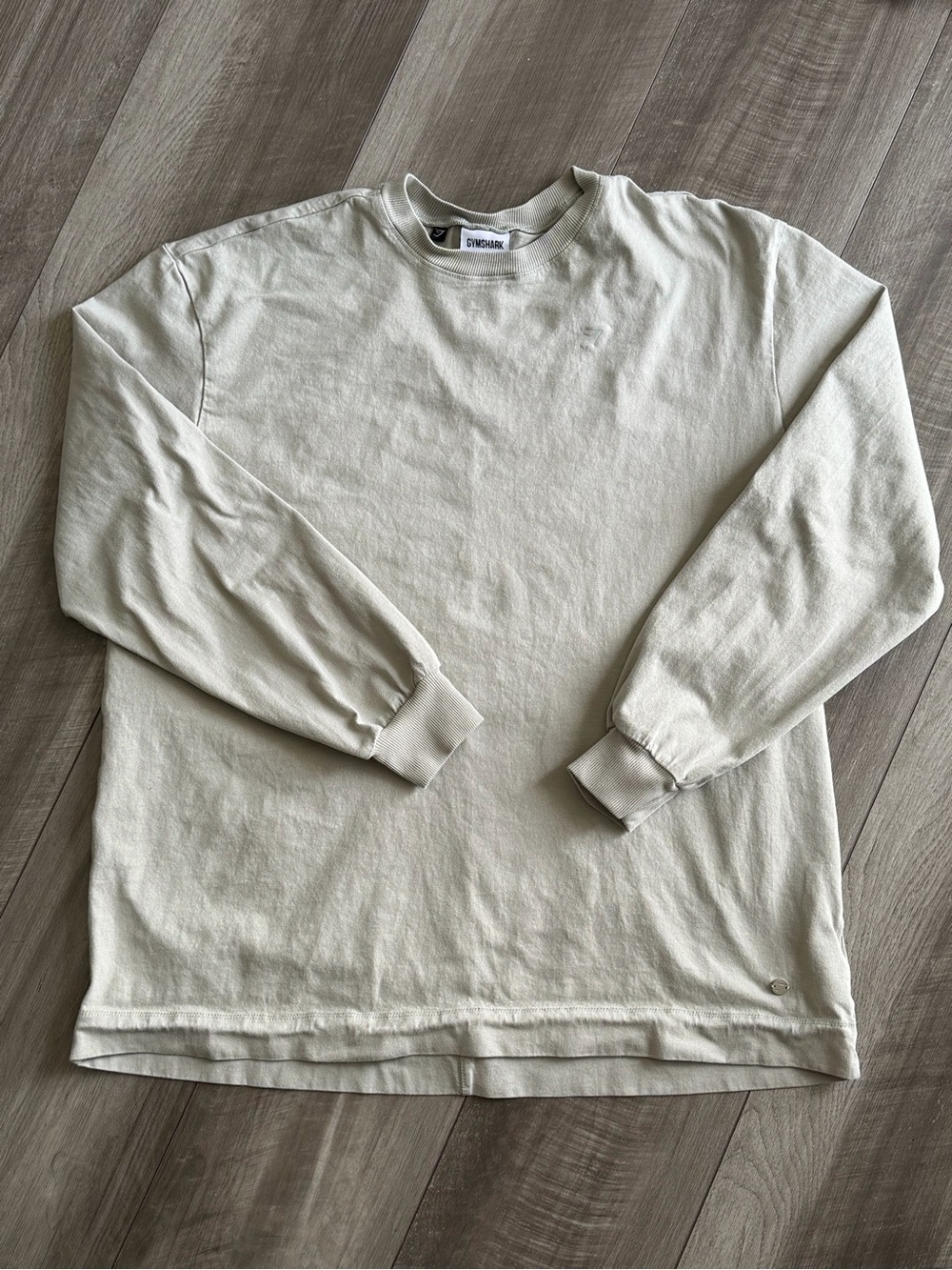 Gymshark Women’s Cotton Oversized Long Sleeve Top Stone Grey Sz M Gym Workout